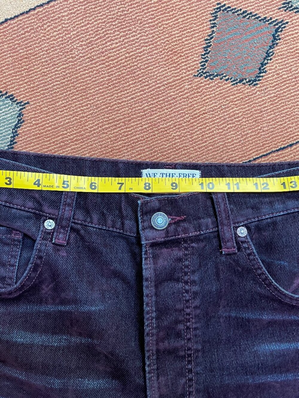 We The Free Flocked Deep Purple Boho Jeans | Button Fly | Size 28 - Picture 7 of 10